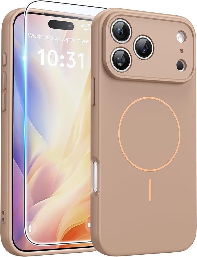 FNTCASE for iPhone 17 Pro Max Case, Fit for Magsafe, Screen Protector | Full Camera Protection, Integrated Silicone, 14FT Military Grade Drop Proof, Shockproof Protective Phone Cover, Full Gold by FNTCASE