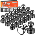 FINDMAG Fridge Magnets, Refrigerator Magnets for Whiteboard, 28 Pack, Black | Pictures and Photos with Magnetic Push Pins, Reusable Design for Whiteboard, Kitchen, Classroom, Accessories Decorative by FINDMAG