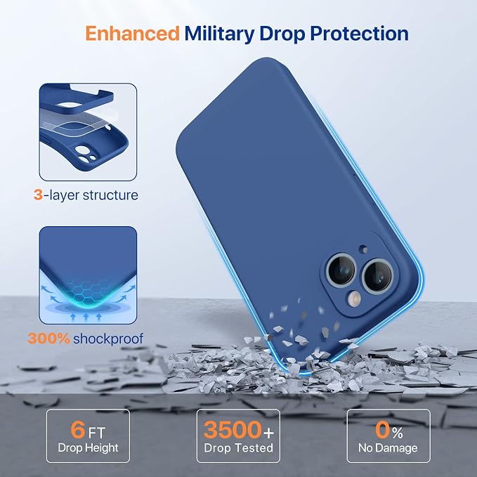 Miracase Silicone for iPhone 14 Case, Glass Blue | Soft Anti-Scratch Microfiber Lining, Premium Silicone Cover Shockproof Drop Protection Phone Case for 14 - Image 8