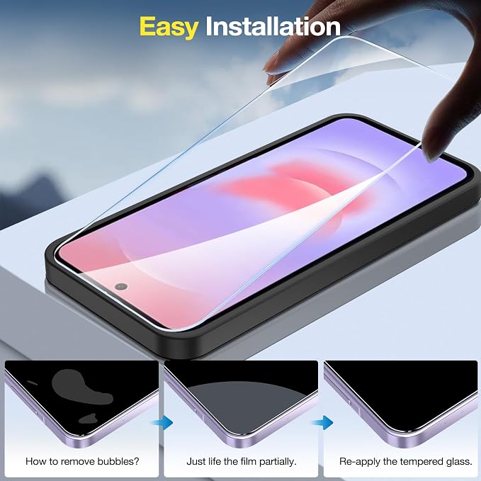 2+2 Pack for Samsung Galaxy A37 5G Screen Protector & Camera Lens Protector, Ultra HD Tempered Glass with Easy Installation Frame, Anti-Fingerprint, Anti-Scratch, Case Friendly, Bubble Free | 2+2 Pack, Ultra HD Tempered Glass, Anti-Fingerprint, Anti-Sc... - Image 7