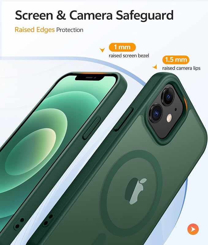 FNTCASE for iPhone 13/12 Mini Case, Fit for Magsafe, Translucent Matte Back | Magnetic Phone Cases, 14FT Military Grade Drop Protection, Slim Shockproof Protective Cover, Green - Image 4
