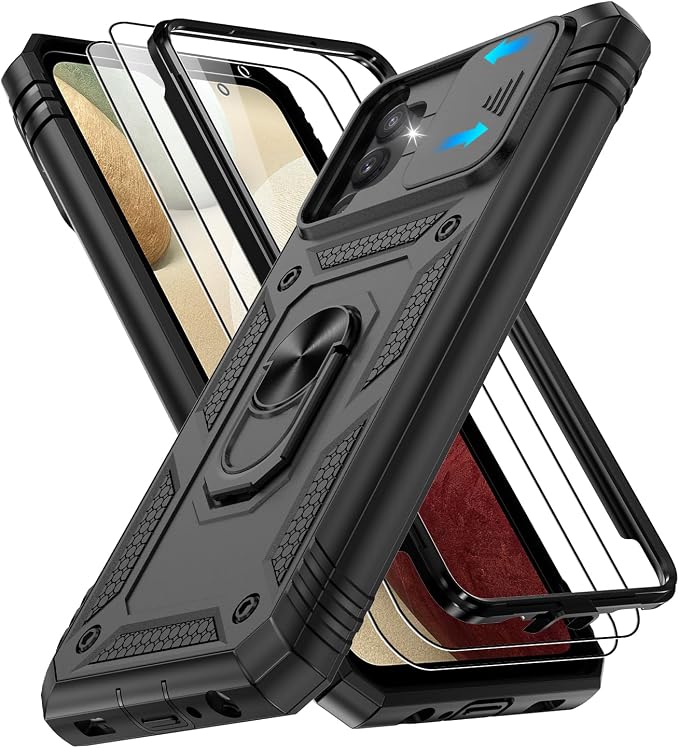 Gritup for Galaxy A32 5G Case Military-Grade Shockproof with Kickstand | with 2 PCS Screen Protector, Slide Camera Cover, Heavy Duty Outdoor Protection Full Body Funda para Galaxy A 32 Cover-Black by Gritup