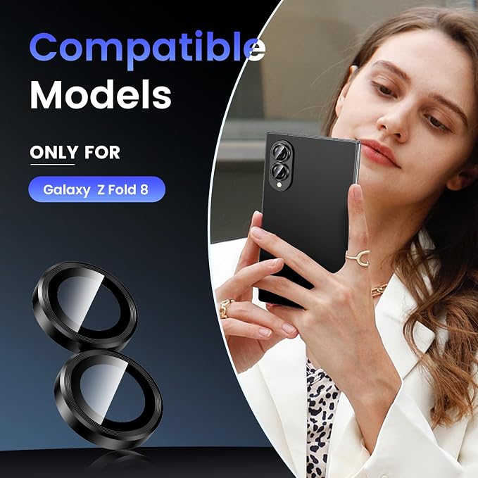 Tensea Camera Lens Protector Compatible for Samsung Galaxy Z Fold 8 | 9H Tempered Glass Camera Cover Screen Protector Metal Individual Ring 【Case Friendly】【Installation Tray】【Military Protection】 - Image 2