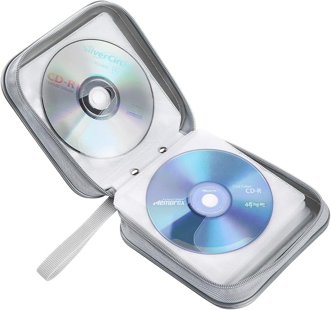 Siveit DVD Case Holder Binder Wallet Hard Plastic 48 Capacity CD/DVD Disc Cases Storage Binder for Car, Home, Office, Travel (Silver) - Image 5