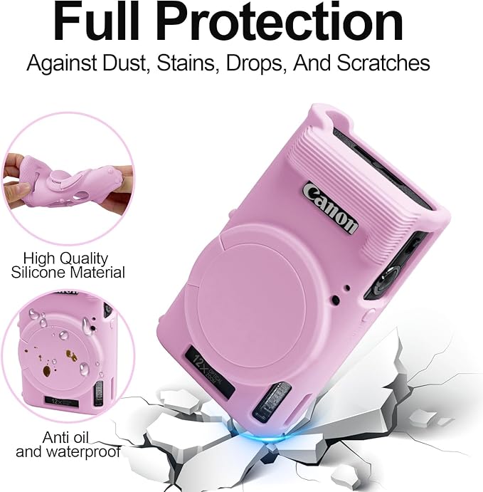 Easy Hood Camera Case for Canon ELPH 360/IXUS 285 HS/IXY 650 Camera,Pink | With Removable Lens Cover,Soft Silicone Protective Case,Anti-Scratch,Dustproof,Shockproof,Enhanced Grip,Camera Accessories - Image 3