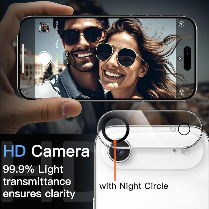 JETech Camera Lens Protector for iPhone Air, Clear, 3-Pack | 9H Tempered Glass, HD Clear, Anti-Scratch Protection, Night Shot Compatible, Case-Friendly - Image 6