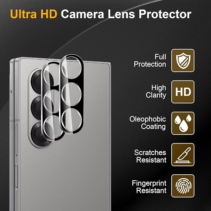 3 Pack Camera Lens Protector for Samsung Galaxy Z Fold 6 | Tempered Glass,Anti-Fingerprint,9H Hardness,Scratch Resistant,Easy to Install,Bubble Free,HD Clarity - Image 5
