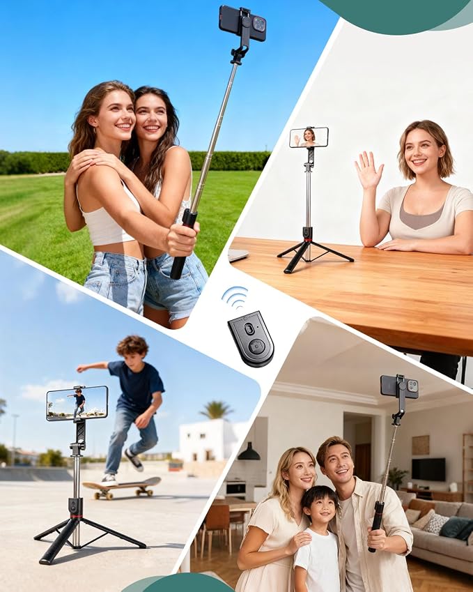 71" Phone Tripod Selfie Stick for iPhone and Android Phone, Cell Phone Tripod Stand with Wireless Remote Control - Image 7
