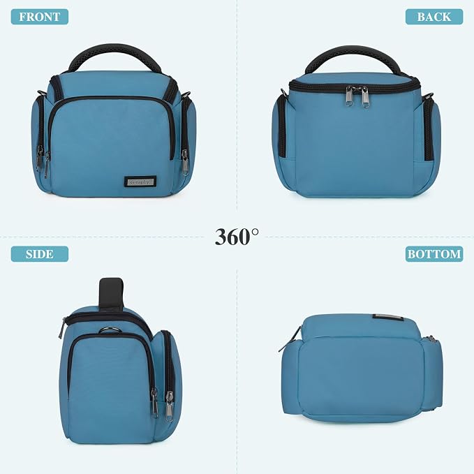 G-raphy Camera Bag Case Compact Lightweight Shoulder Crossbody Sling Photography Bags for Nikon Canon Sony DSLR SLR Mirrorless with Removal Straps(Teal) - Image 2