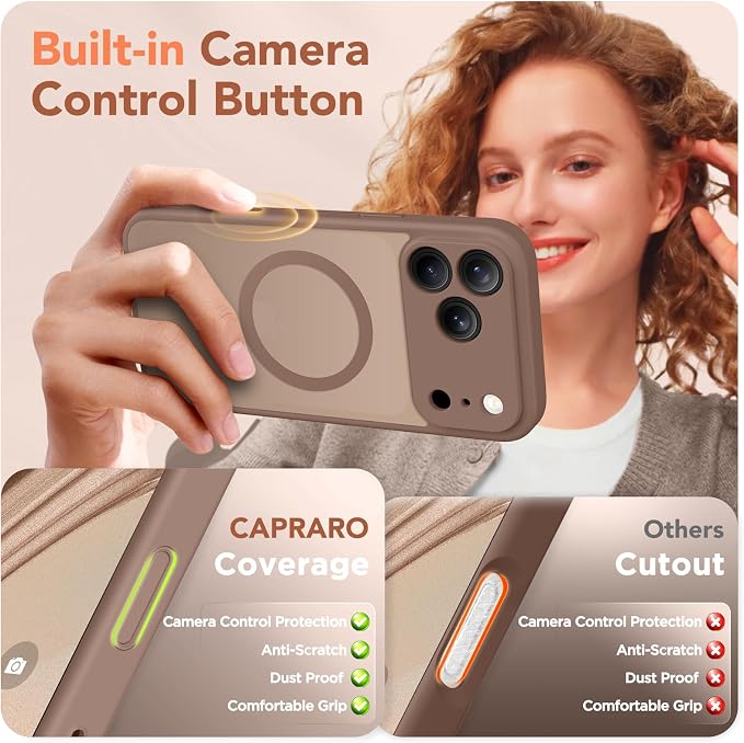 CAPRARO for iPhone 17 Pro Max Case, Compatible with MagSafe Brown | Upgraded [Full Camera Protection] Protective Translucent Matte Women Girl Magnetic Phone Case Cover, Brown - Image 5
