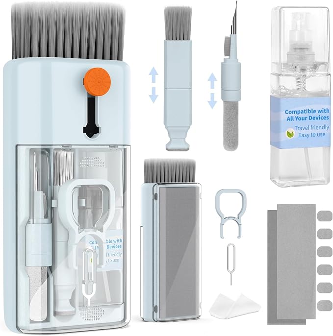 Keyboard Cleaner Laptop Cleaning Kit - 12 in 1 Computer Tech Cleaning Brush, Electronic Screen Cleaner with Multi-Function Cleaning Pen for MacBook, Tablet, iPhone, Earbuds, Camera, Lens | Includes Screen Spray, Microfiber Wipe, Tech Brush, Works on Ai... by CleaniKu