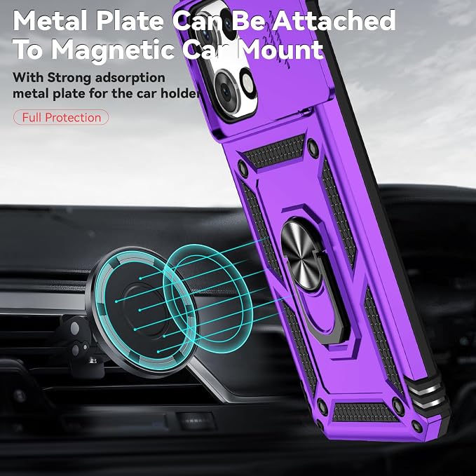 for Moto G 2026 /Moto G Play 2026 Case,with Screen Protector and Camera Cover,[Military Grade] 16ft.Drop Tested Cover with Magnetic Kickstand Protective Case for Motorola G 2026, Purple - Image 3