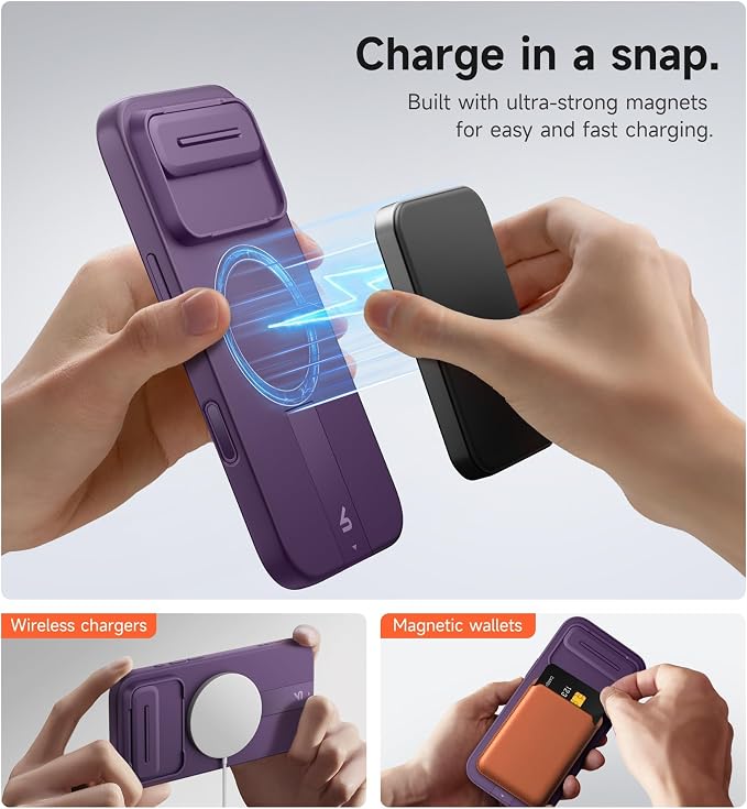SURITCH for iPhone Air Case with Camera Control Cover, Camera Slide Cover and Adjustable Kickstand, Compatible with MagSafe, Shockproof Bumper Protective Cases for iPhone 17 Air 6.5 Inch, Dark Purple - Image 3