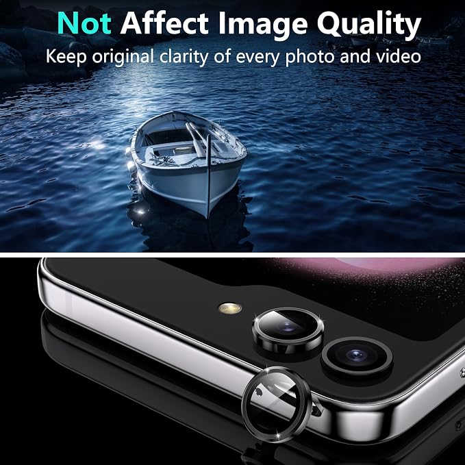 YWXTW [ 2023 Upgraded Alignment Tool for Samsung Galaxy Z Flip 5 Screen Protector, 2 Pack Inner Soft EPU + 2 Pack Front Tempered Glass + 2 PCS Metal Camera Lens Protector, Case Friendly - Image 6
