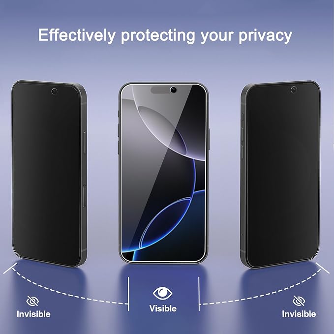 Ailun Privacy Screen Protector+Camera Lens Protector for iPhone 16 Pro Max | 3+3 Pack, 6.9 inch, Installation Frame, Dynamic Island Compatible, Anti Spy Tempered Glass - Image 2