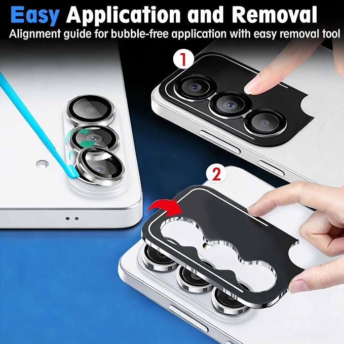 SiHPuoy 2Set Camera Lens Protector for Samsung Galaxy S26/S26 Plus, Silver | 9H+ Tempered Glass, Military Grade Shatterproof,Anti-Scratch, Case Friendly,HD Metal Camera Cover,Does not Affect Night Shots - Image 3