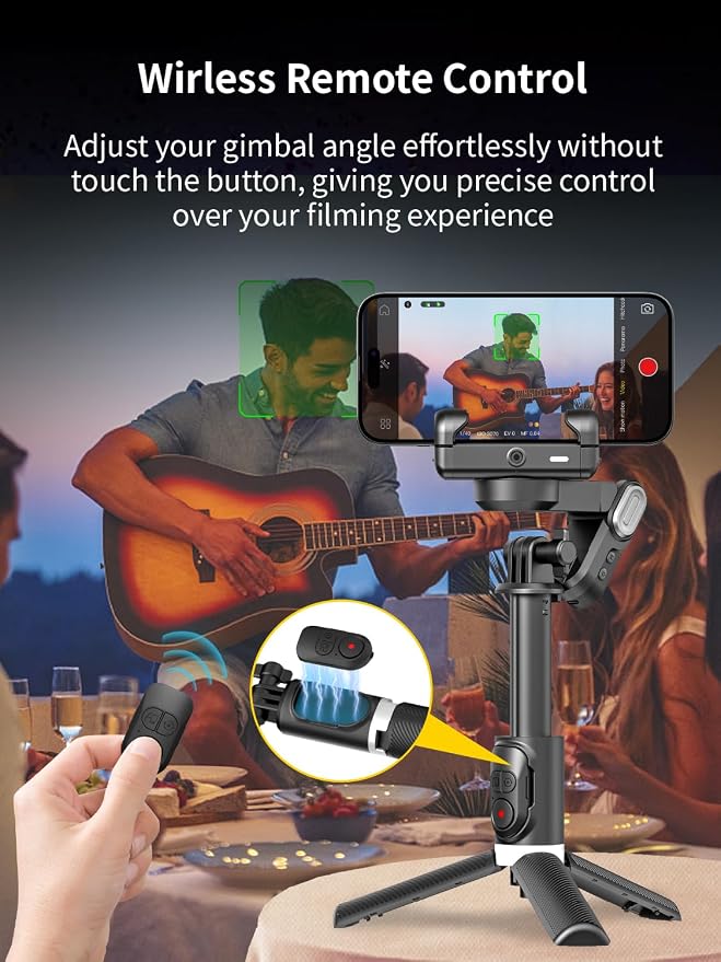 AOCHUAN Gimbal Stabilizer for iPhone Gimbal w/360° Rotation-M1 Pro Black | Auto Face Tracking and Wireless Remote for TIK Tok, YouTube, Vlog, 4 in 1 Gimbal Stabilizer Sefie Stick Tripod - Image 5