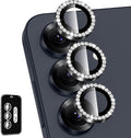 for Samsung Galaxy S25 Camera Lens Protector, Individual Metal Ring Tempered Glass Lens Cover, [Strong Adsorption] Scratch Resistant Ultra-Thin HD Clear Lens Cover, 1 Set-Black Diamond by Btscase