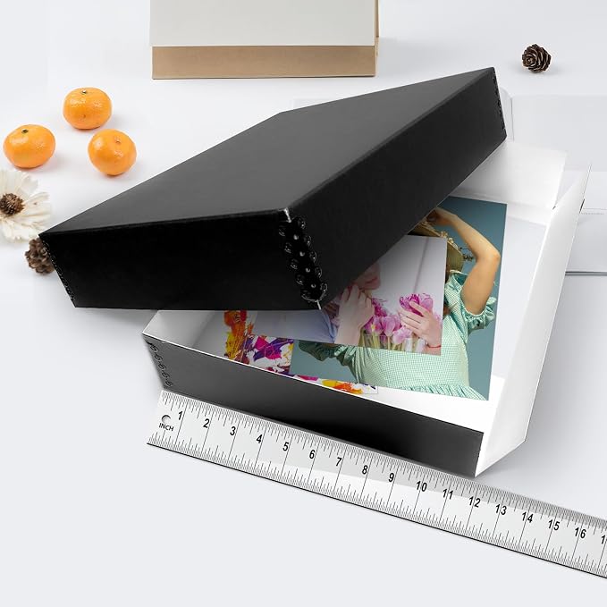 Lineco Museum Archival Storage Box, Drop Front, 11.75x15.25x3 in, Black | Acid-Free with Metal Edge, Preserves Picture Longevity, Organize Photos, Newspapers, Prints, Documents, Crafts, DIY - Image 3