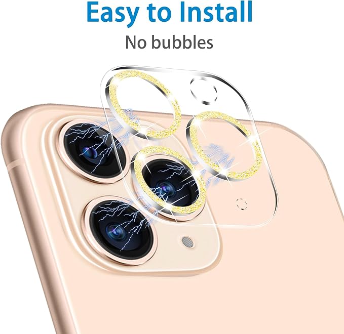 3 Pack Dengduoduo Tempered Glass Camera Lens Protector for iPhone 11 Pro 5.8" & iPhone 11 Pro Max 6.5", Bling Sparkle, Ultra HD, 9H Hardness, Anti-Scratch, Case Friendly, Easy to Install [No Affect on Night Shots] - Image 6