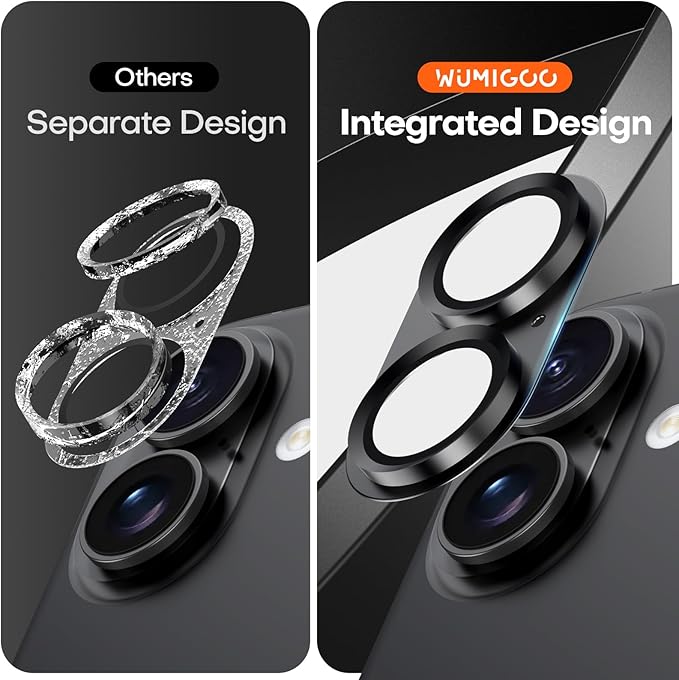 for iPhone 16/16 Plus/iPhone 17 Camera Lens Protector- Black | Aluminum Alloy, Tempered Glass Camera Cover, Nano Reinforced Adhesive, Accessories, Anti-Drop, Anti-Scratch, Case Friendly - Image 2