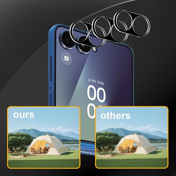 3 Pack Camera Lens Protector for Samsung Galaxy Z Flip 7 | Tempered Glass,Anti-Fingerprint,9H Hardness,Scratch Resistant,Easy to Install,Bubble Free,HD Clarity - Image 6