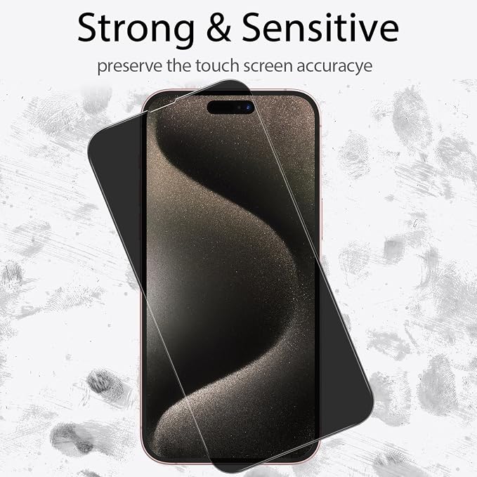 3 Pack Privacy Screen Protector for iPhone 15 Pro Max+3 Pack Camera Lens Protector with Tempered Glass, Touch Sensitive and Case Friendly (iP-15 pro max) - Image 5