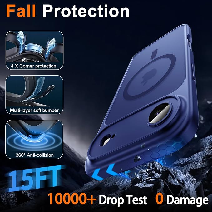 for iPhone Air Case with Privacy Screen Protector, Blue | Full Camera Protector, Magnetic, Compatible with MagSafe, Translucent Matte Shockproof Phone Cover for iPhone 17 Air Case - Image 5
