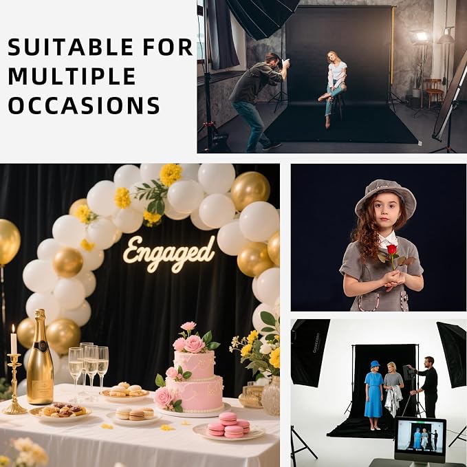 Black Photo Backdrop for Photography Photoshoot Background, 5x7FT | Multipurpose Screen for Portrait Studio Video Recording Halloween Party Non-Reflective Easy Setup High Density - Image 5