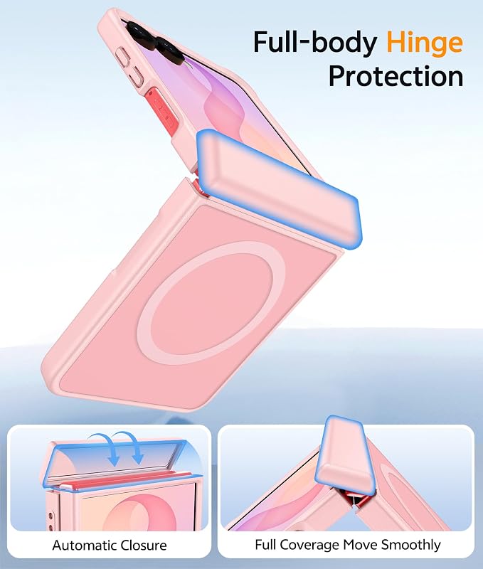 FNTCASE for Samsung Galaxy Z Flip 8 Case, Fit for Magsafe, Screen Protector | Hinge Protection, Translucent Matte, 18FT Military Grade Drop Proof, Protective Phone Cover, Light Pink - Image 5