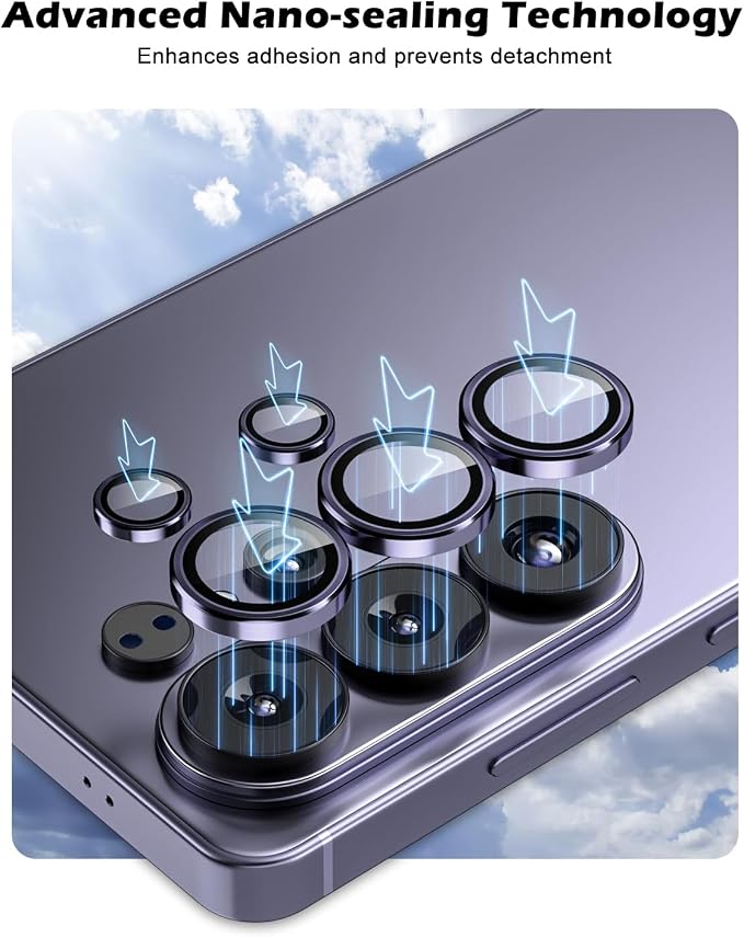 CloudValley for Samsung Galaxy S26 Ultra Camera Lens Protector | 9H Tempered Glass + Aluminum Alloy Lens Protective Ring Ultra-HD Individual Lens Cover,Purple - Image 5