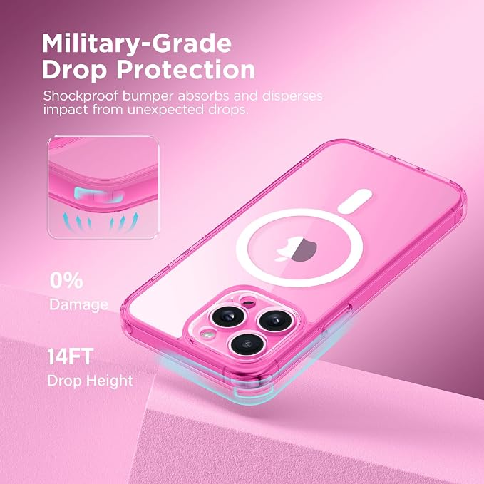 CAPRARO for iPhone 13 Pro Case, Compatible with MagSafe | Upgraded [Full Camera Protection] Shockproof Protective Slim Translucent Matte Magnetic Phone Case 6.1'', Clear Neon - Image 7