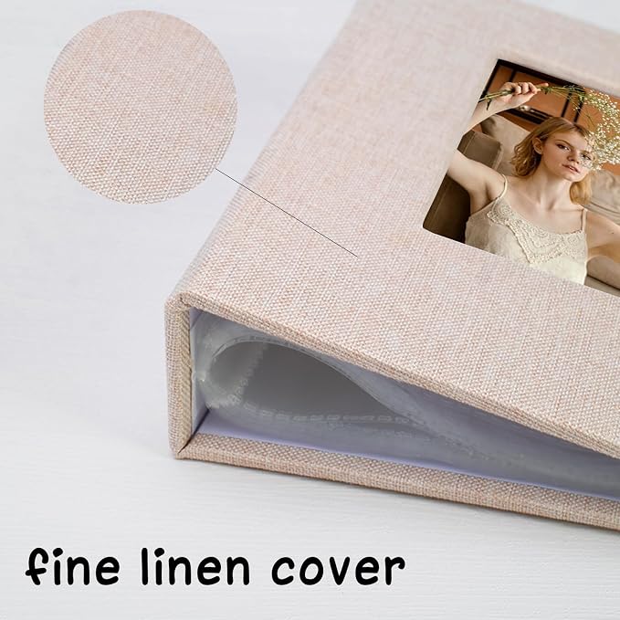 Small Photo Album 5x7 Linen Picture Book, Each Mini 26-Page Album Holds 52 Photos, Art Presentation Folder for Postcards & Picture Storage - Image 3