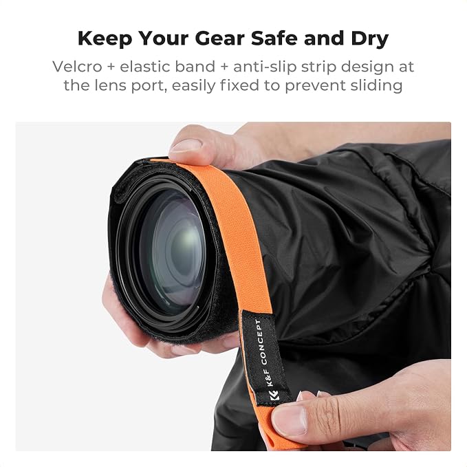 K&F CONCEPT Camera Rain Cover, Waterproof Camera Cover for Nikon Canon Sony | Anti-Fog Window, Waterproof Zipper, Secure & Non-Slip Hold, DSLR/Mirrorless & Lenses Compatible, Raincoat Design, BR01 - Image 5
