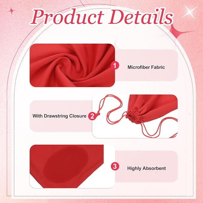 Ski Goggle Bag, Microfiber Bag with Cleaning Cloth Drawstring Pouch Soft Storage Sleeve Case Protection 2 Pcs & Red-Fitting for (Snow Swimming Goggle/Sunglasses/Camera) - Image 3