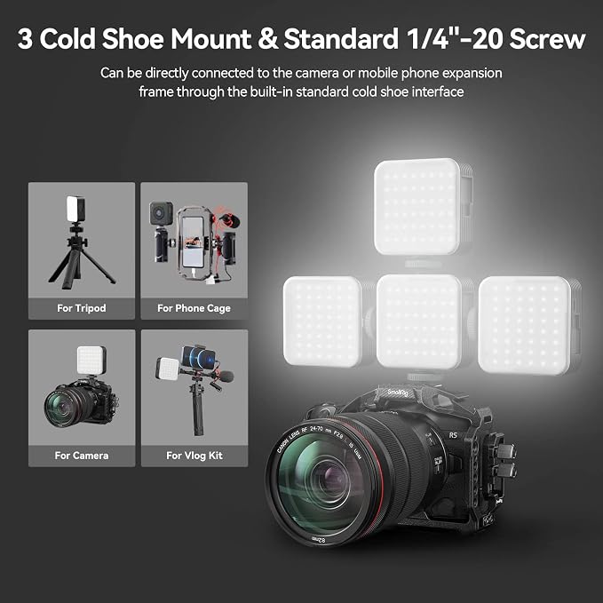 SmallRig P108 RGB Video Light,Portable LED Camera Lights 360° Full Color Photography Lighting w 3 Cold Shoe, 2500mAh Rechargeable On-Camera Video Light Panel 2700K - 6500K for YouTube, Vlogging | 360 Full Color, 2700K - 6500K, with 3 Cold Shoes, 2500mA... - Image 6