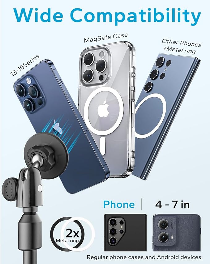 Magnetic Golf Phone Monopod, 57" Gust-Proof Metal Pole with Ground Spike | Snap-On MagSafe Lock, Swing & Putting Training Aid Tripod Stand, for iPhone 17 16 15, Galaxy, Android, Magnetic Cases - Image 7