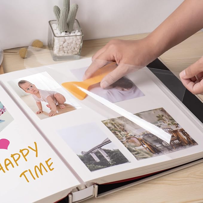 Large Photo Album Self Adhesive 4x6 8x10 10x12 Scrapbook Magnetic Album DIY Scrapbook Length 13 x Width 12.8 (Inches) 120 Sticky Pages Linen Cover DIY Photo Album(Beige) - Image 2