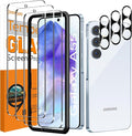 QsmQam 3 Pack Screen Protector for Samsung Galaxy A55 + 3 Pack Camera Lens Protector, Ultra HD Tempered Glass, 9H Hardness, Anti Scratch, Easy Installation - Case Friendly by QsmQam