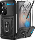 Taisairu for Samsung Galaxy S26 Ultra Case with Screen Protector & Slide Camera Lens Cover, Built-in Magnetic Ring Stand Shockproof Protective Phone Case for Samsung S26 Ultra Case (Black) by Taisairu