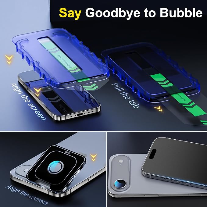 YWXTW 2 Pack for iPhone Air Matte Screen Protector 6.5 Inch + 1 Set Camera Lens Protector, [1S Pull-Out] Anti Glare Anti Fingerprint Air Glass Screen Protector, Bubble Free, Smooth as Silk - Image 3