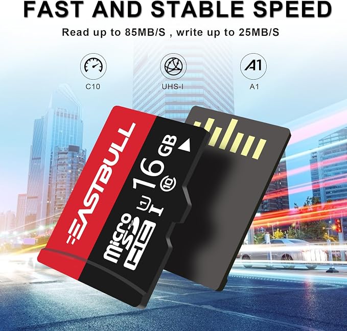 EASTBULL 16GB 10-Pack of Micro SD Card Class 10 UHS-I U1 SDHC SD Cards Pack | 90MB/s Full HD Video Memory Cards 16G for Surveillance Security Cam (10 Units, 2 Adapters) - Image 3
