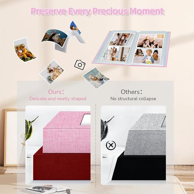popotop Photo Album 4x6-200 Photos Photo Books with 200 Horizontal Pockets,Linen Cover Albums for Family Wedding Anniversary Baby Vacation Pictures - Image 5