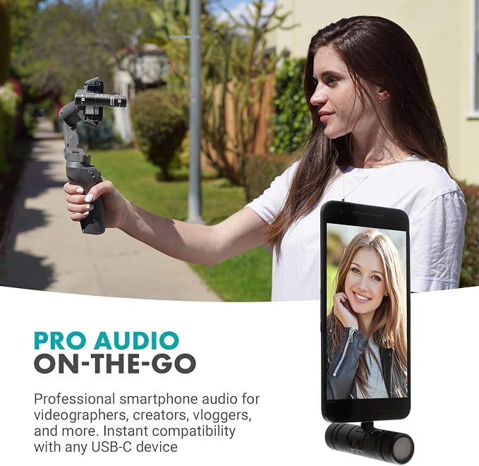 Movo DoubleMic-UC Dual Capsule Phone Microphone for USB-C Devices- Two-Sided Cardioid Condenser Android Shotgun Mic for Video Recording- Professional Microphone for Samsung, iPad Pro, Google Pixel - Image 2