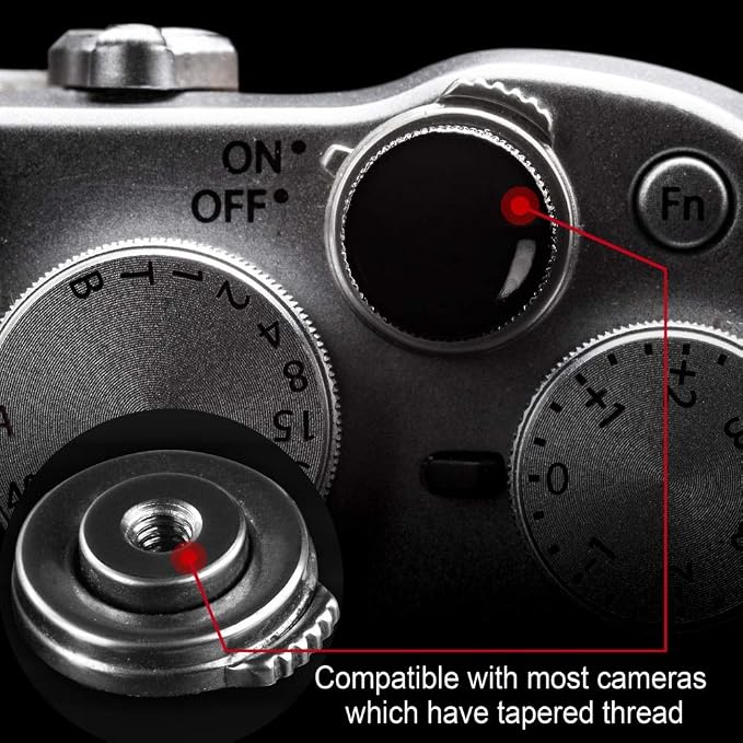 Camera Shutter Button (2 Pack/Black) Upscale Soft Shutter Release Button | Pure Copper for Fuji X100VI X100V XT5， Anti Shake, Multi-Color, for Nikon Zf Leica Canon Fujifilm, Street Travel Daily - Image 3