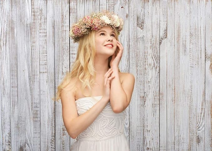 7x5FT Vintage Wood Backdrop Retro Rustic White Gray Wooden Floor Backdrops for Photography Kids Adult Photo Booth Video Shoot Vinyl Studio Prop 11890 - Image 4