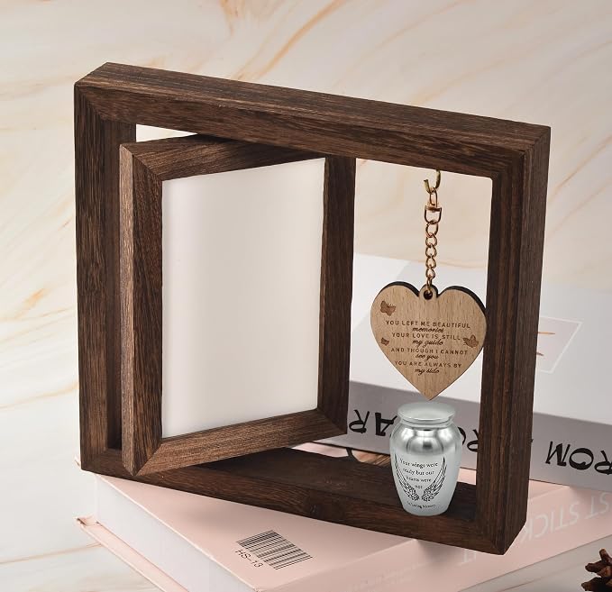 DB Memorial Picture Frame Fits 4''x6'' Photo and 2.6 Inches Silver Medium Urns for Human Ashes Keepsake，Mini Cremation Urn and Memorial Photo Frame Set for Loss of Loved One Sympathy Gift - Image 4