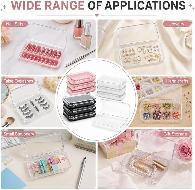 12Pcs Press On Nail Packaging Boxes for Long Nails | Large clear storage cases for long press ons; includes 30 adhesive tabs and bonus tools for nail salon use. - Image 5