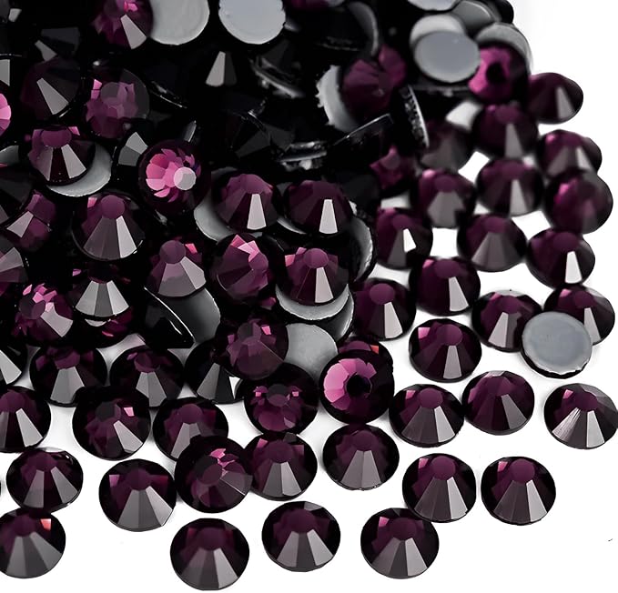 Jollin Hotfix Rhinestones Flatback Crystal Gems 6.4mm SS30, Amethyst | 288pcs Hot Fix Crystals Glass Rhinestones for Bedazzling, Crafting, Clothes, Shoes & Accessories DIY Decoration by Jollin