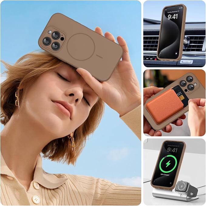Miracase Magnetic for iPhone 15 Pro Case, Silicone, Soft Microfiber Lining - Image 6